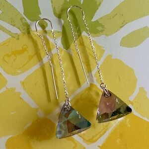 Sterling Silver Trillion shape Swarovski Threader Earrings ONE pair